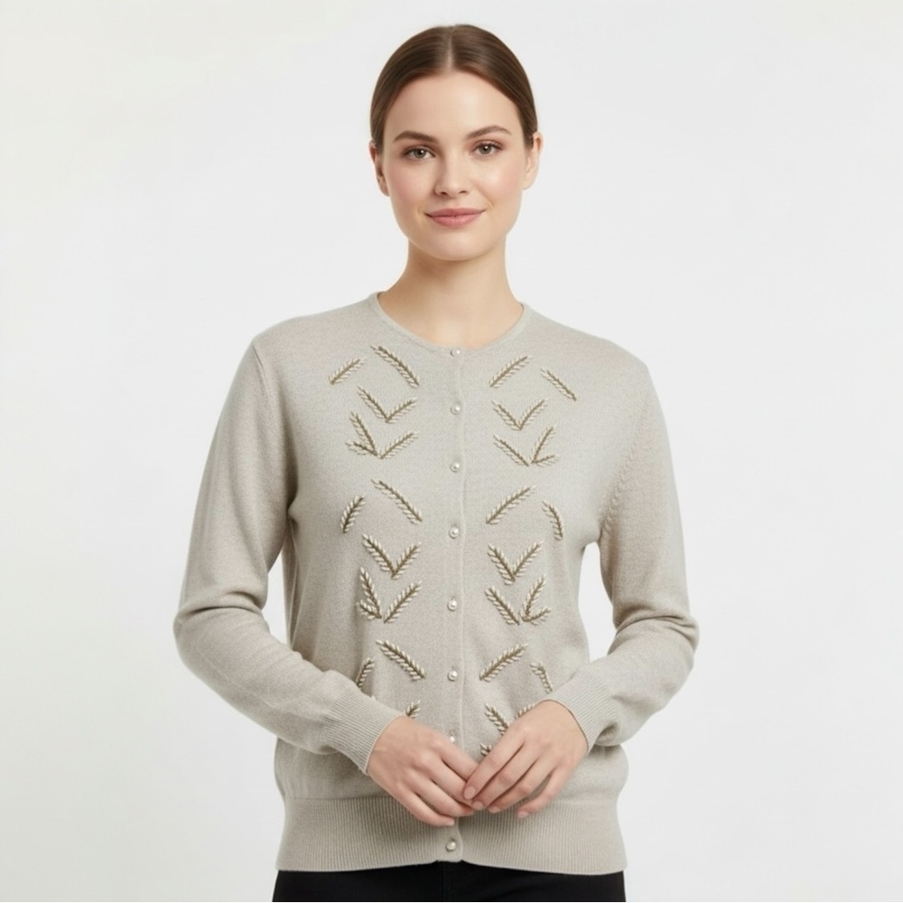 Vintage Danier Pearl Embellished Beaded Cardigan Sweater Size Large 80s 90s - Picture 10 of 10